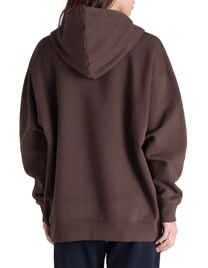 Tonal Zip Hoodie in Brown image 2