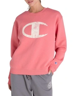 Varsity Crew Neck Sweartshirt in Pink