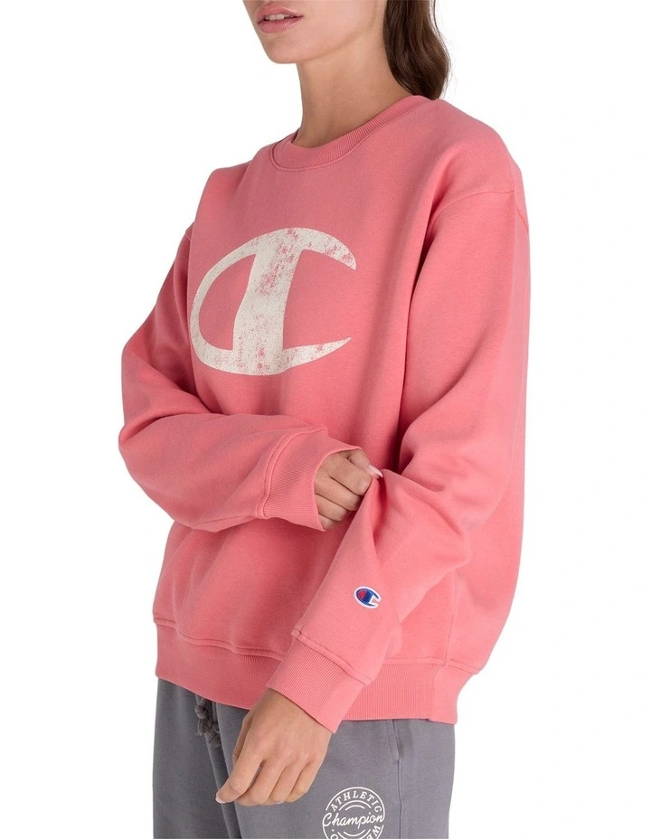 Varsity Crew Neck Sweartshirt in Pink image 3