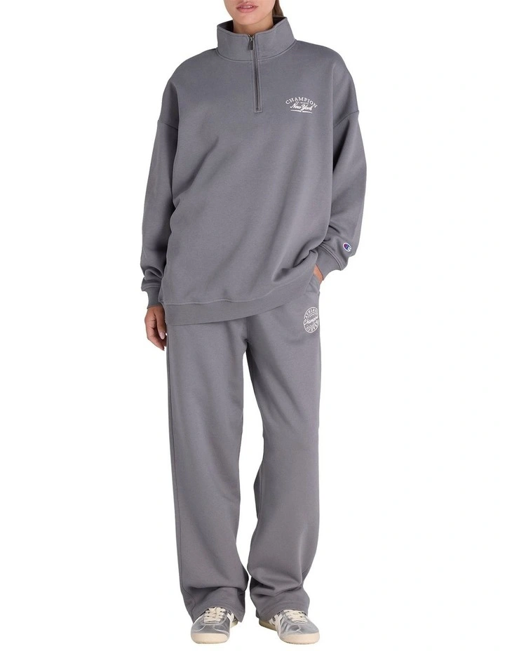 Varsity Quarter Crew Jumper in Charcoal Grey image 4