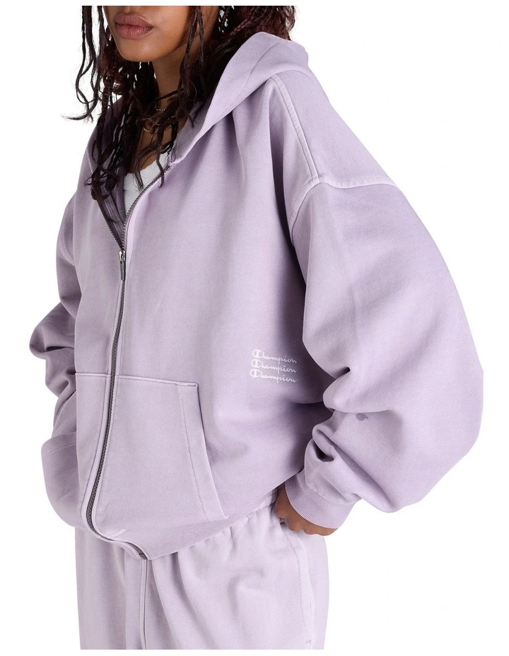 Rochester Vintage Wash Zip Hoodie in Purple image 3