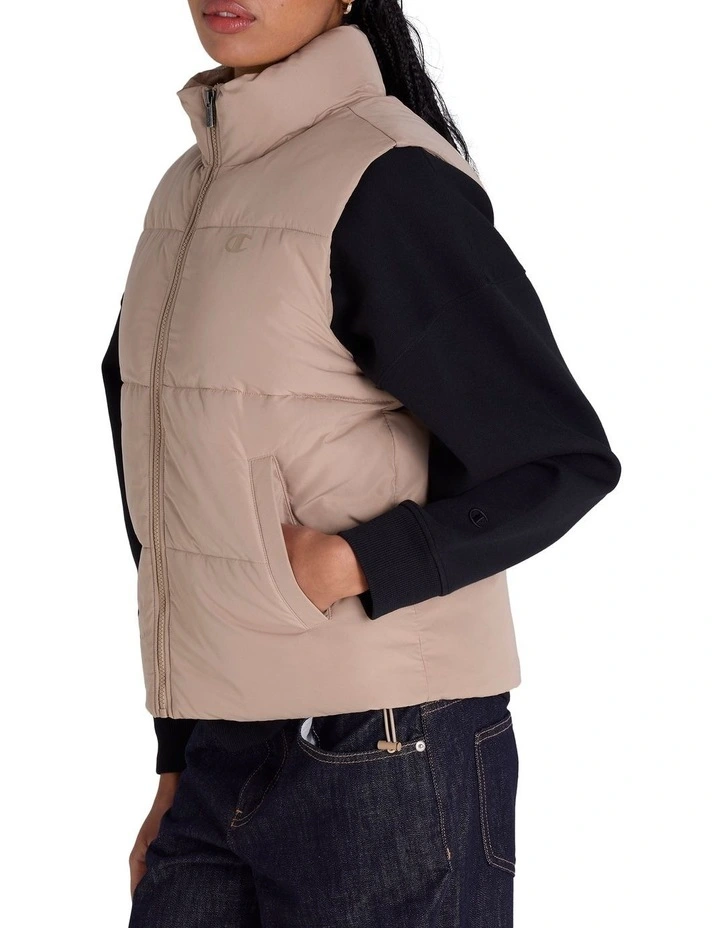 Puffer Vest in Beige image 3