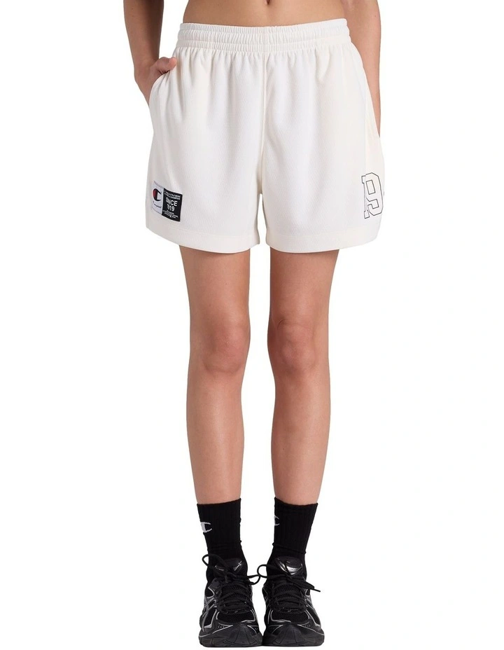 Mesh Sports Short in Ivory White image 1