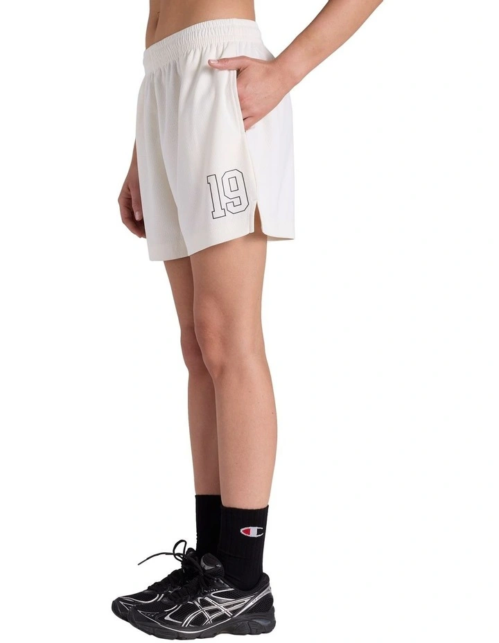 Mesh Sports Short in Ivory White image 3