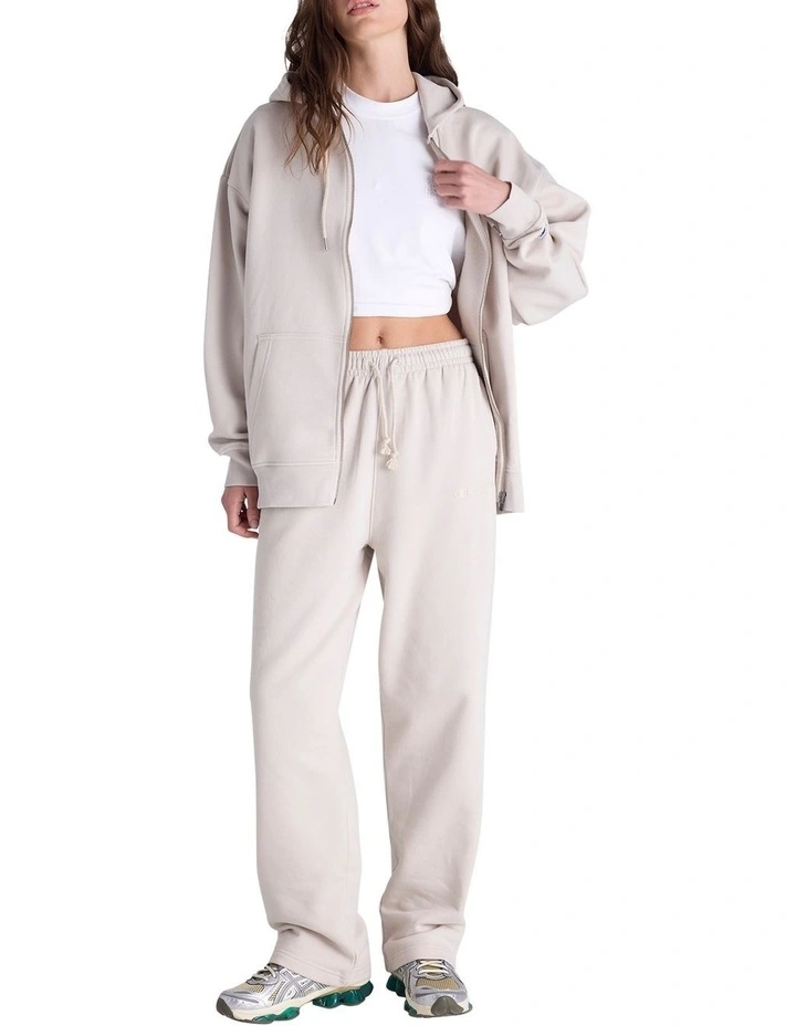 Tonal Straight Leg Trackpants in Cream image 4