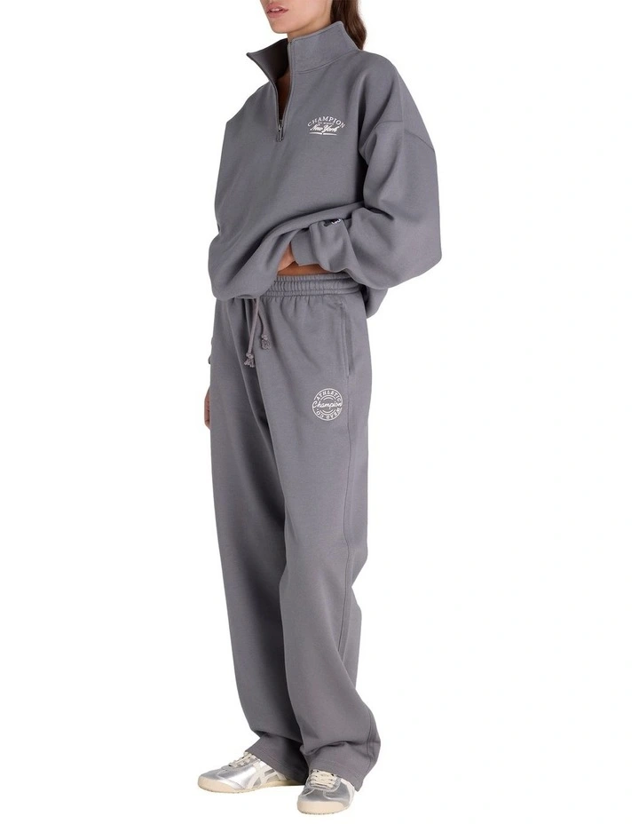 Varsity Straight Leg Trackpant in Grey image 4