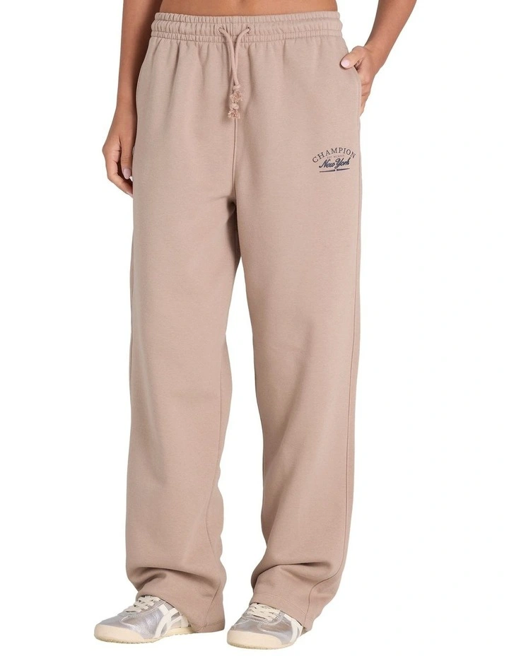 Varsity Straight Leg Trackpant in Beige image 1
