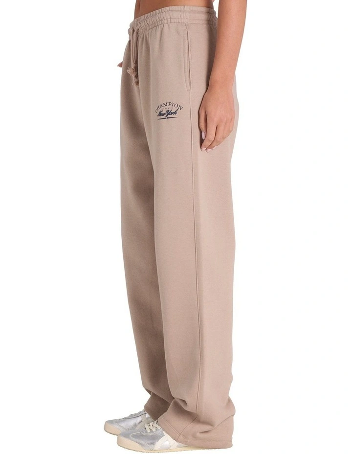 Varsity Straight Leg Trackpant in Beige image 3