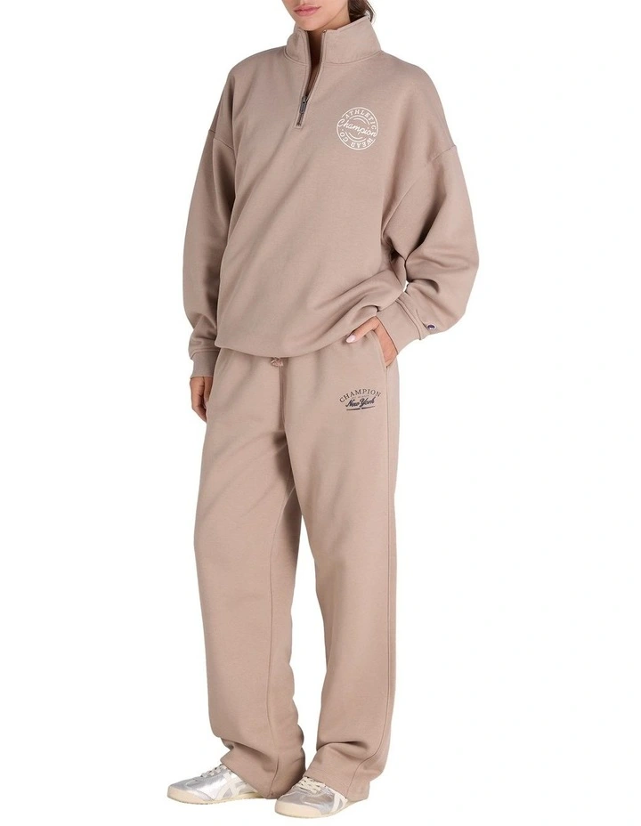 Varsity Straight Leg Trackpant in Beige image 4