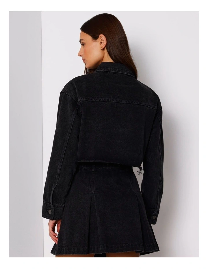 Panelled Denim Crop Jacket in Washed Black image 6