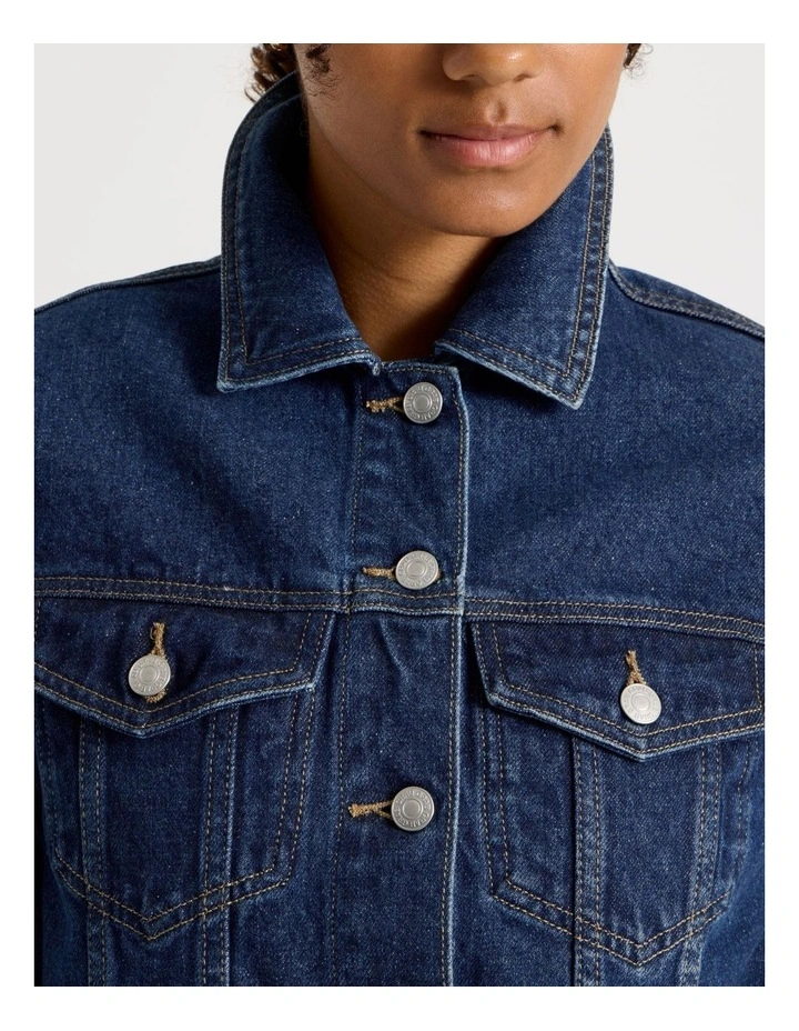Pleated Trucker Jacket in Medium Indigo image 7