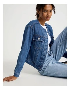 Oversized Trucker In Medium Indigo