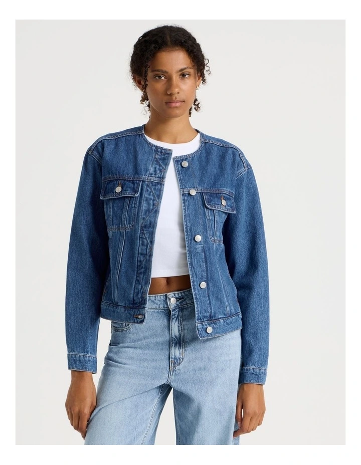 Oversized Trucker In Medium Indigo image 3