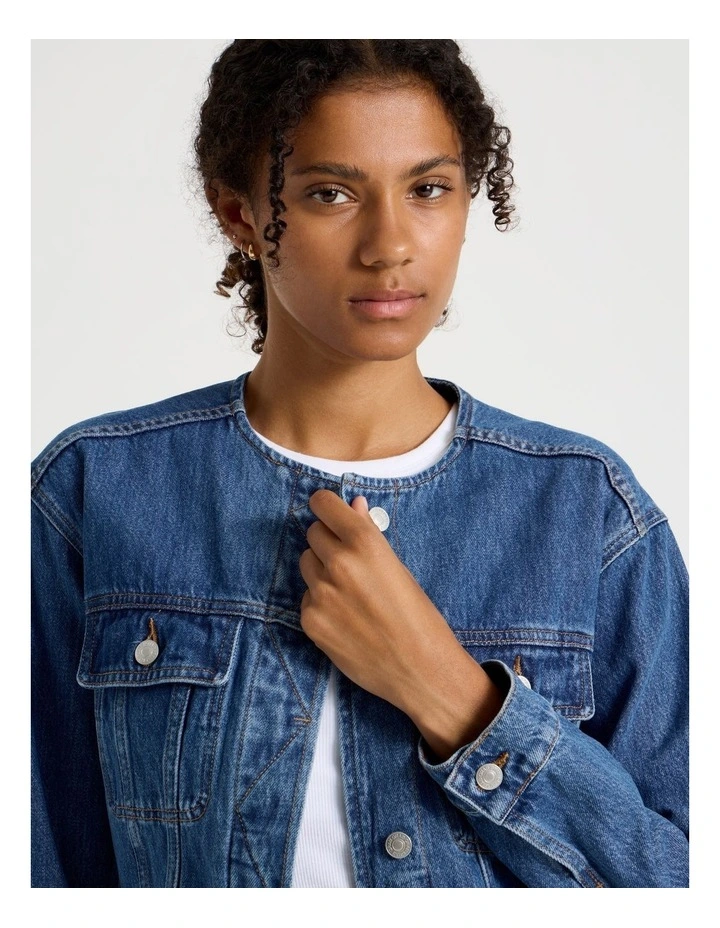 Oversized Trucker In Medium Indigo image 4