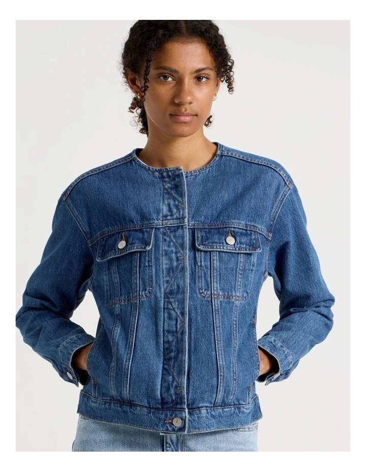 Oversized Trucker In Medium Indigo image 7