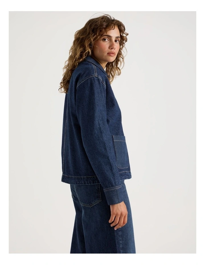 Barn Jacket Jacquard in Dark Indigo image 1