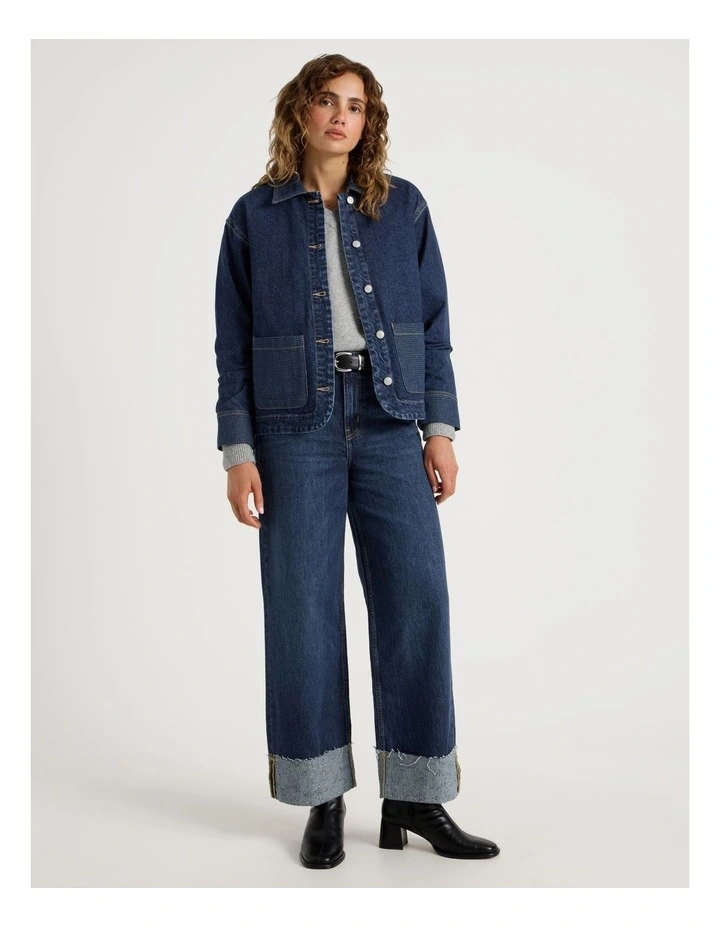Barn Jacket Jacquard in Dark Indigo image 2