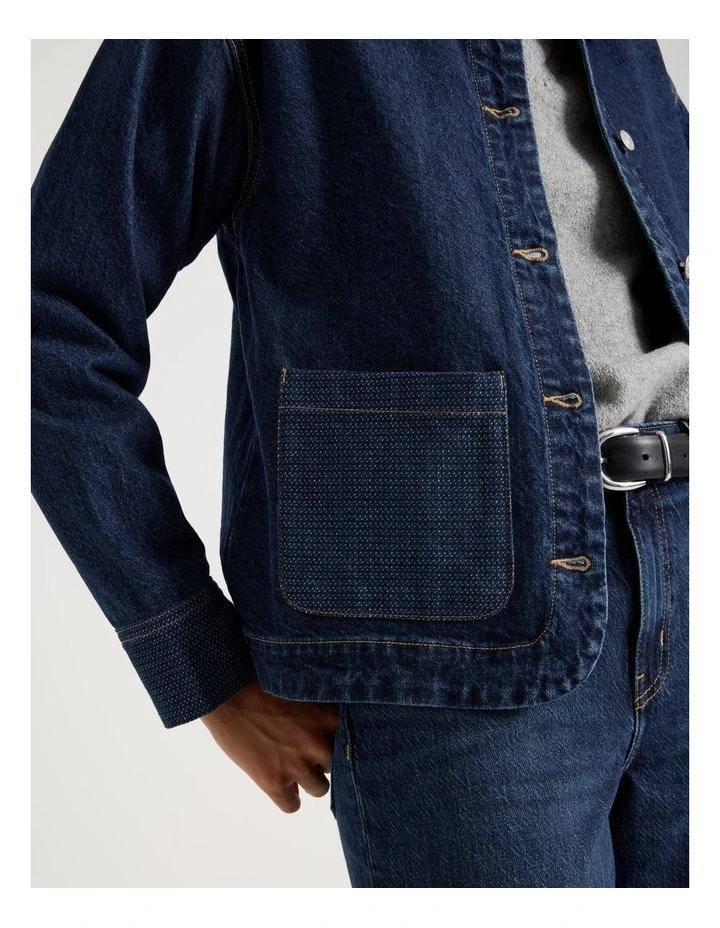 Barn Jacket Jacquard in Dark Indigo image 4