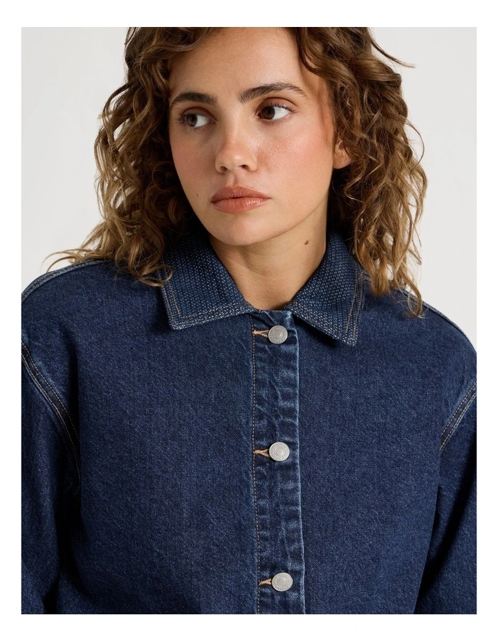 Barn Jacket Jacquard in Dark Indigo image 5