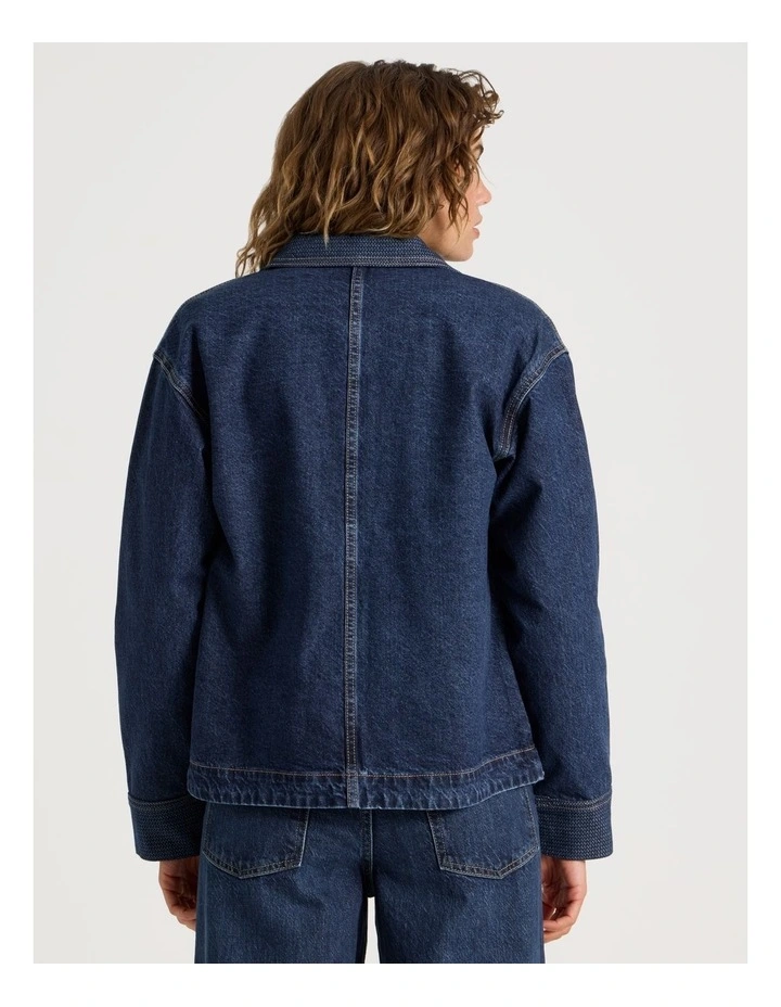 Barn Jacket Jacquard in Dark Indigo image 6