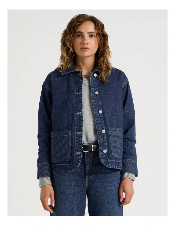 Barn Jacket Jacquard in Dark Indigo image 7
