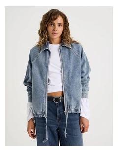 Raglan Bomber Jacket in Mid Indigo