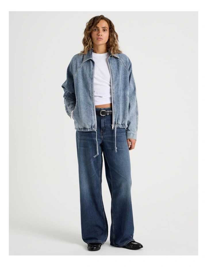 Raglan Bomber Jacket in Mid Indigo image 2