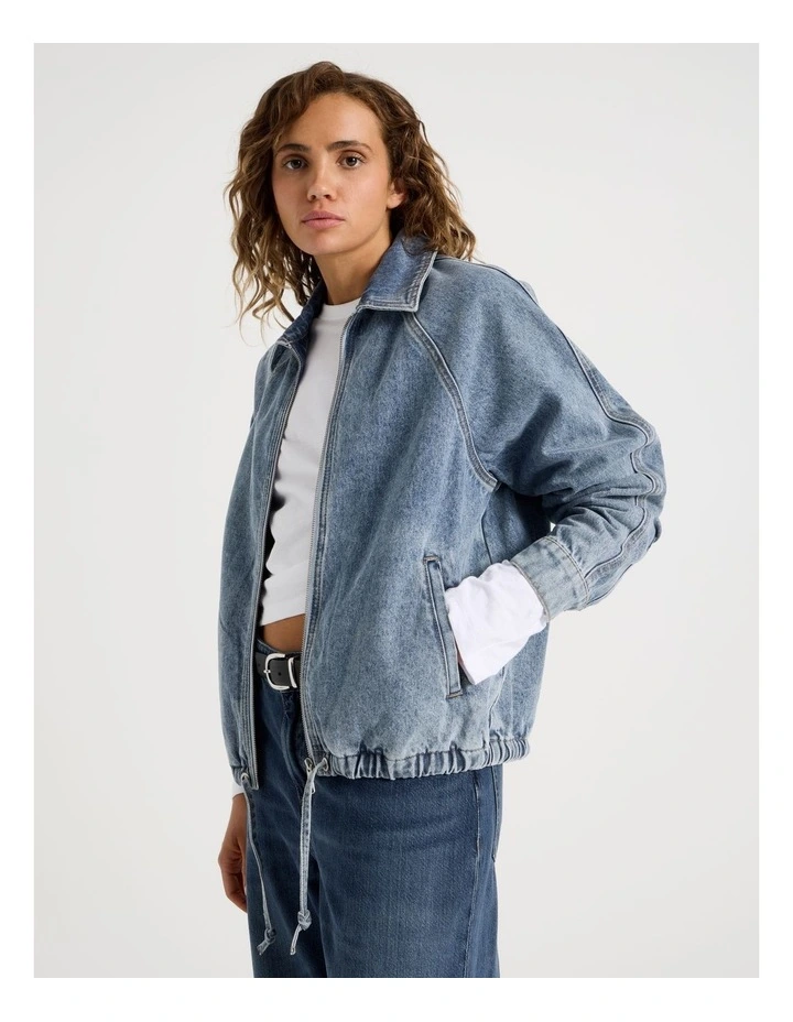 Raglan Bomber Jacket in Mid Indigo image 3