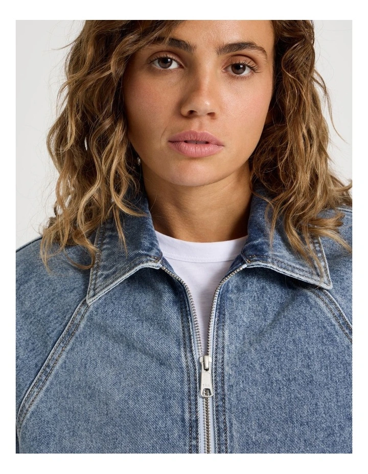 Raglan Bomber Jacket in Mid Indigo image 4