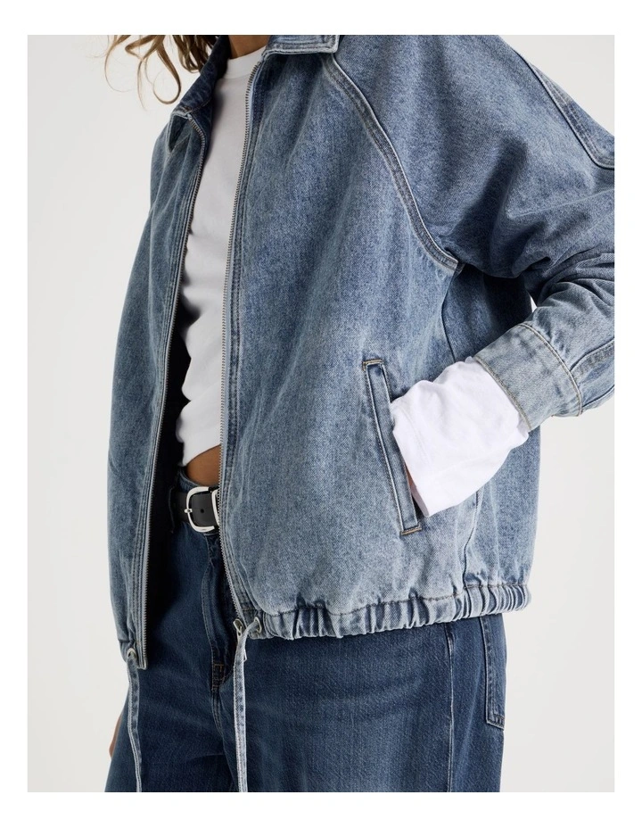 Raglan Bomber Jacket in Mid Indigo image 5