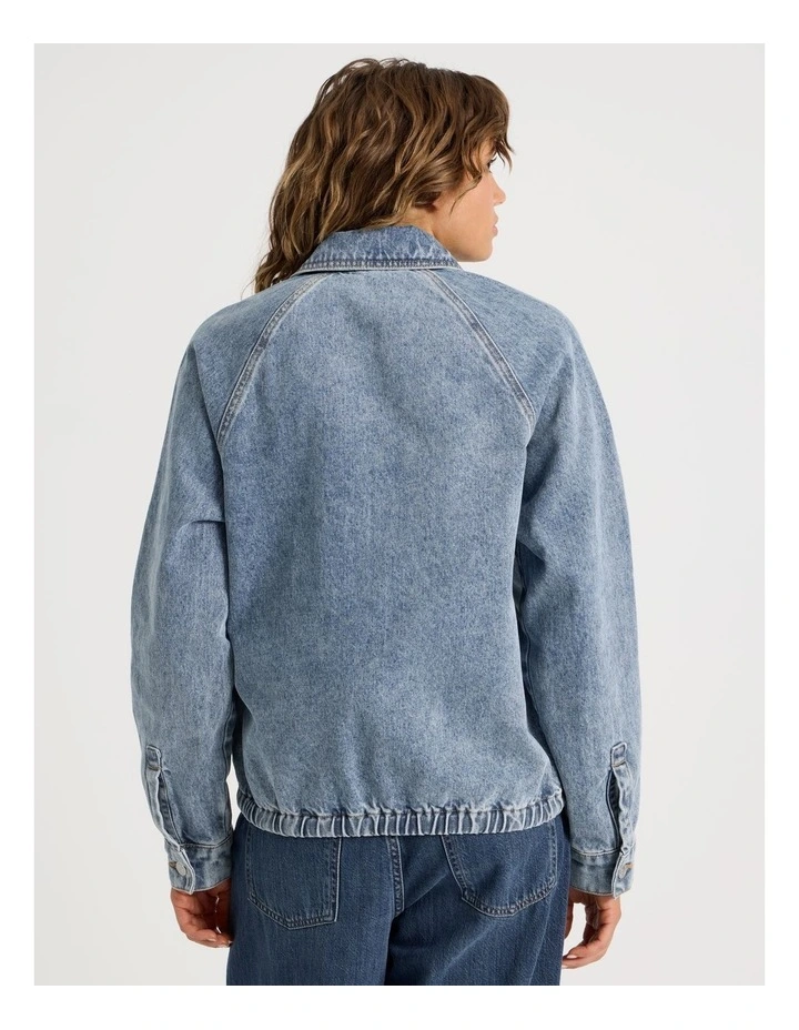 Raglan Bomber Jacket in Mid Indigo image 6