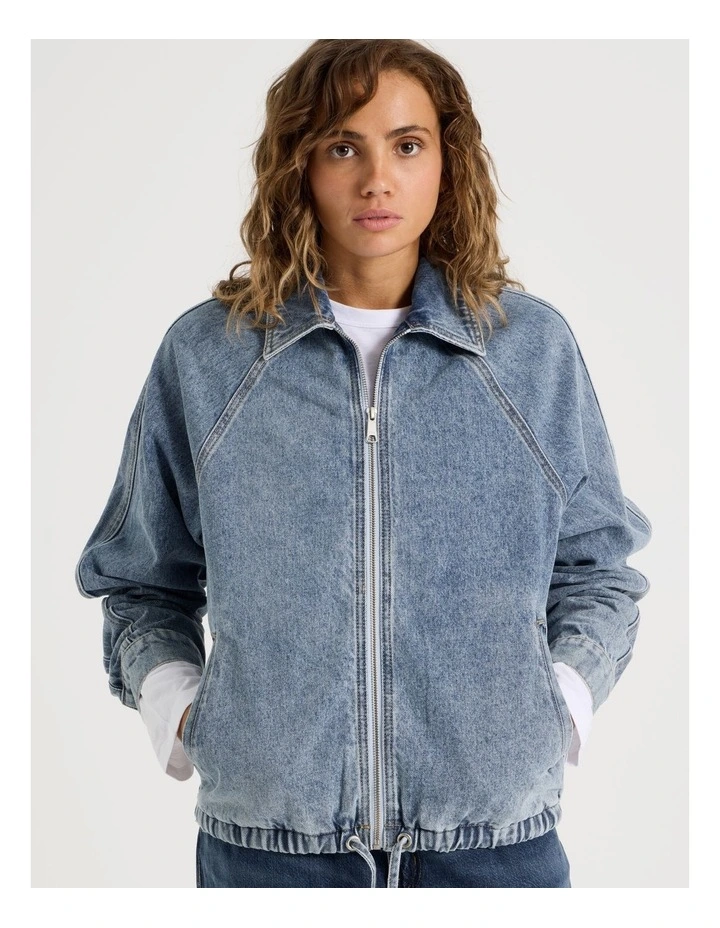Raglan Bomber Jacket in Mid Indigo image 7