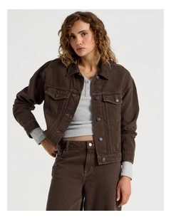 Oversized Trucker Jacket in Hot Fudge