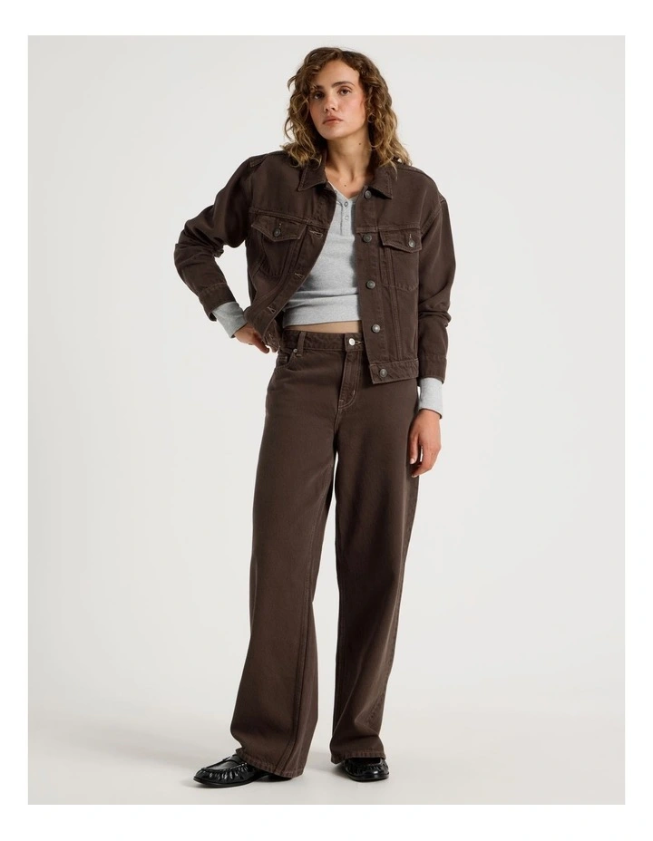Oversized Trucker Jacket in Hot Fudge image 2