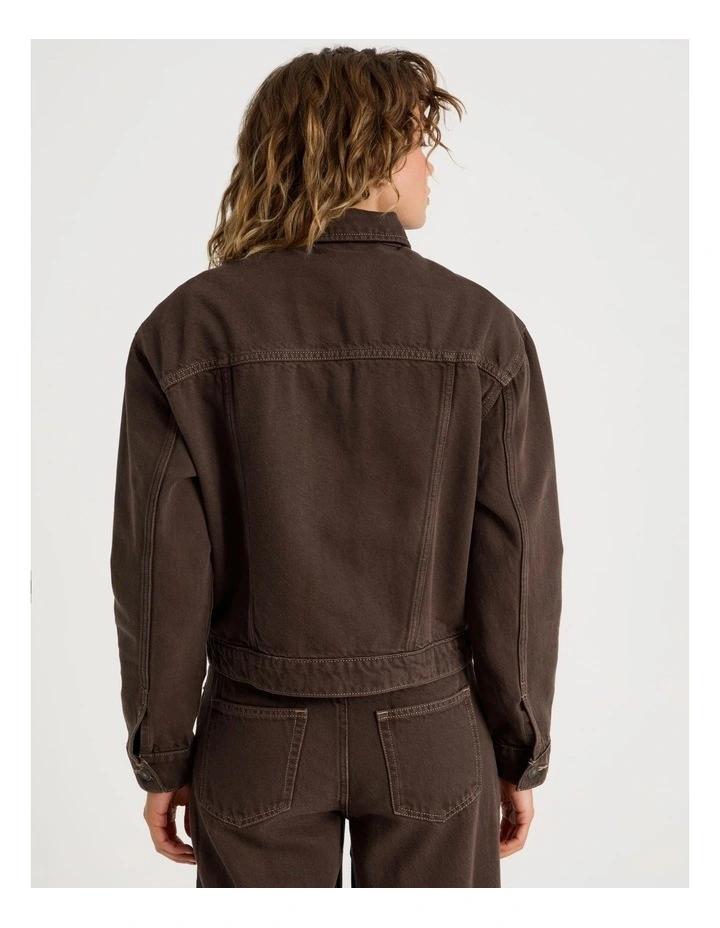 Oversized Trucker Jacket in Hot Fudge image 5