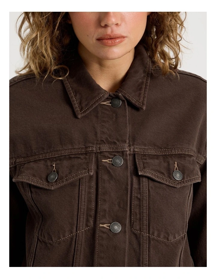 Oversized Trucker Jacket in Hot Fudge image 6