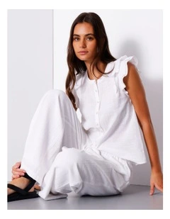 Cheesecloth Ruffle Sleeve Blouse in Bright White