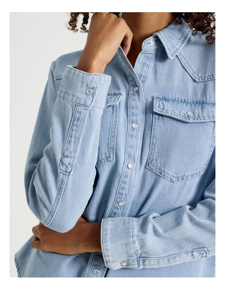 Denim Western Shirt in Light Indigo image 3