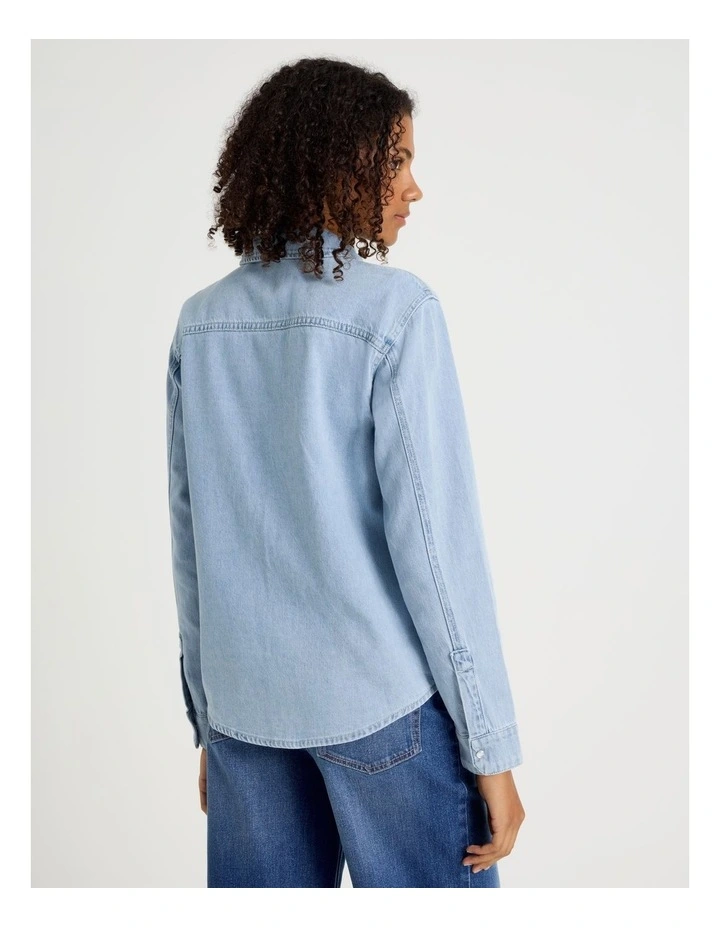 Denim Western Shirt in Light Indigo image 4