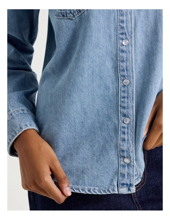 Denim Western Shirt in Medium Indigo image 4