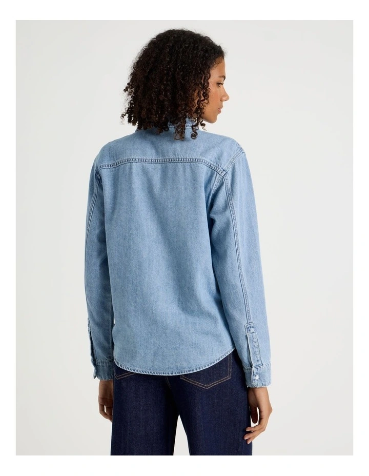 Denim Western Shirt in Medium Indigo image 5