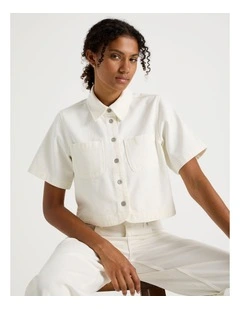 Short Sleeve Boxy Shirt in Ecru