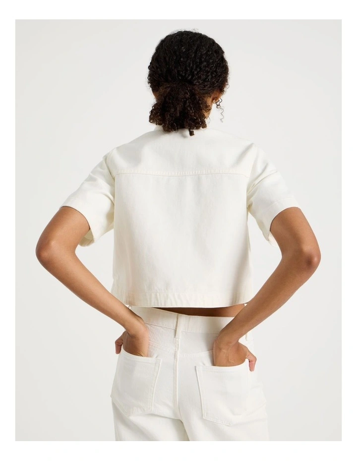 Short Sleeve Boxy Shirt in Ecru image 6