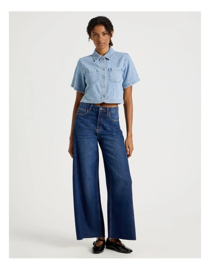 Short Sleeve Boxy Shirt in Light Indigo image 3