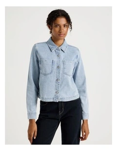 Cropped Boxy Shirt in Light Indigo