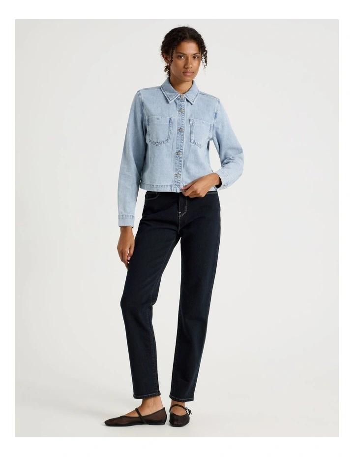 Cropped Boxy Shirt in Light Indigo image 3