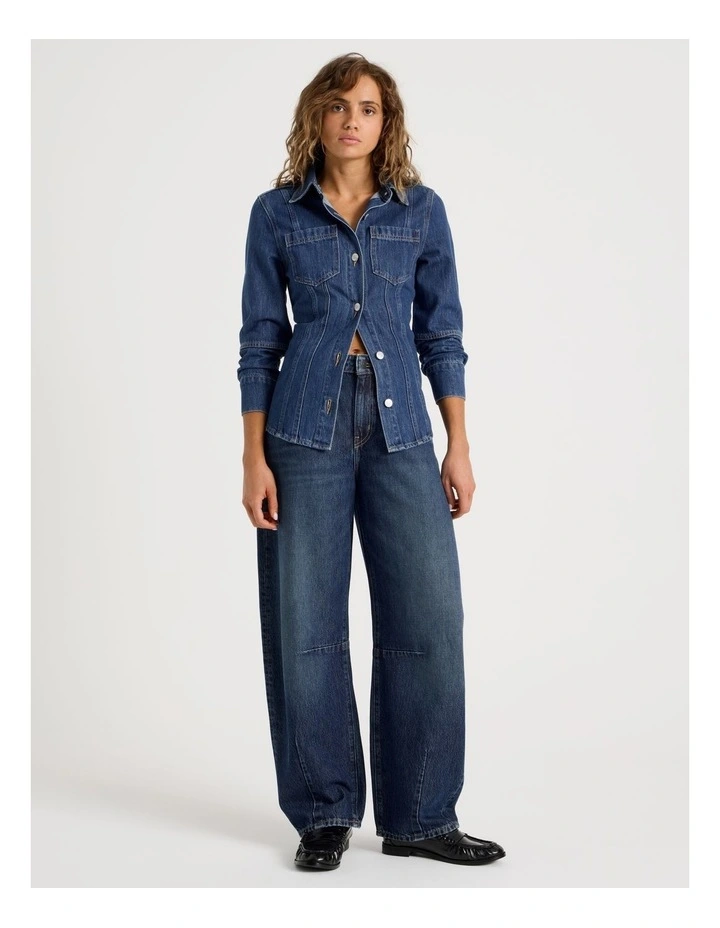 Shaped Shirt in Mid Indigo image 2