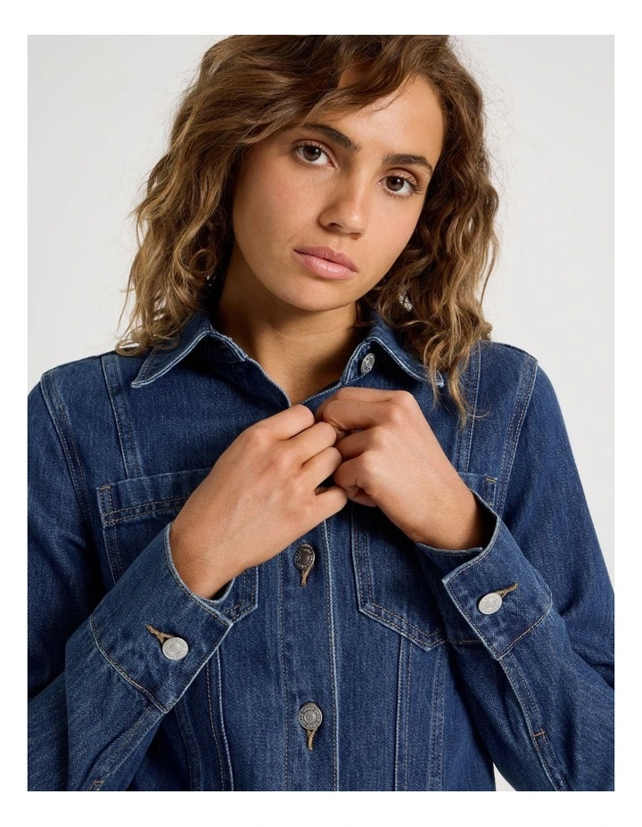 Shaped Shirt in Mid Indigo image 3