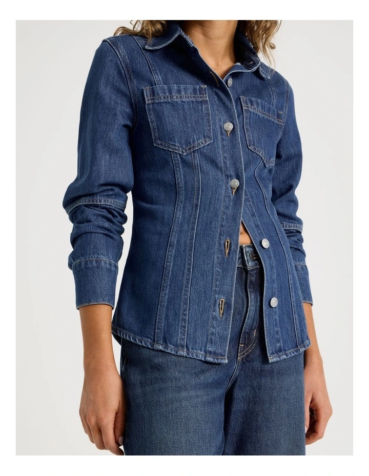 Shaped Shirt in Mid Indigo image 4