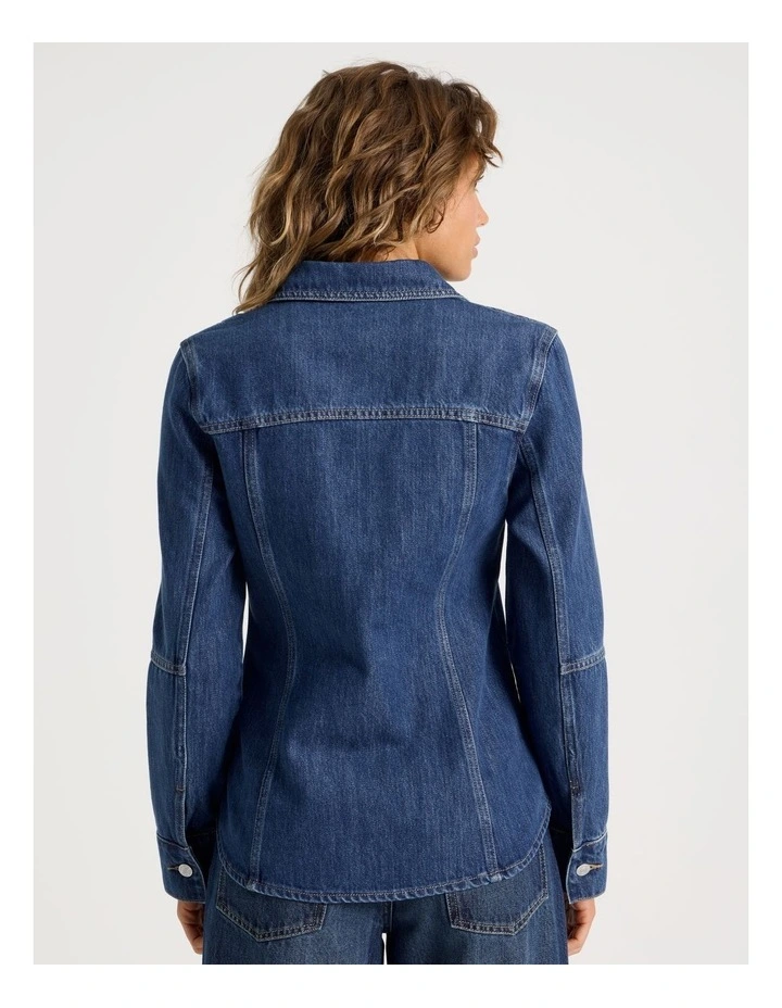 Shaped Shirt in Mid Indigo image 6